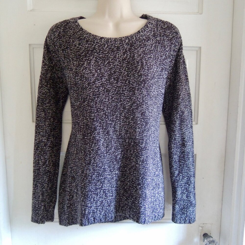 Philosophy Black & White Marled Hi Lo Sweater S *Fits M